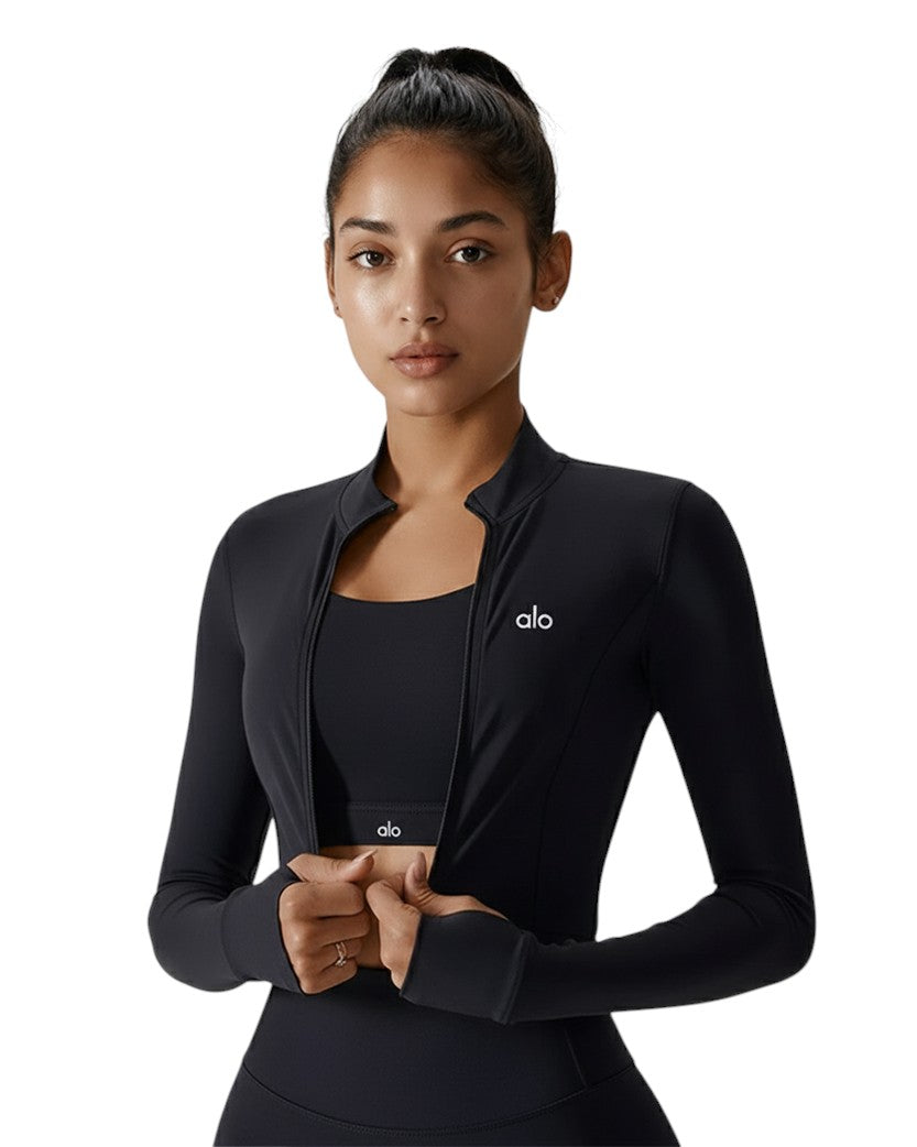 Alo Yoga Sleek Zip Jacket Black