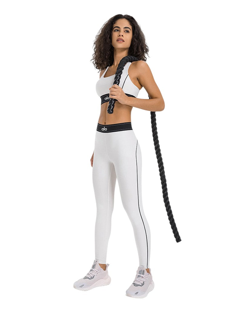 Alo Yoga Airlift Suit Up Legging and Bra Ivory
