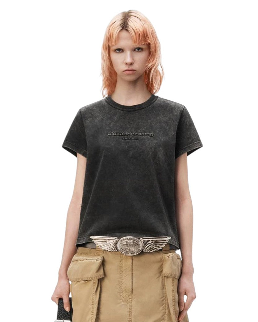 Alexander Wang Embossed Logo Tee In Compact Jersey