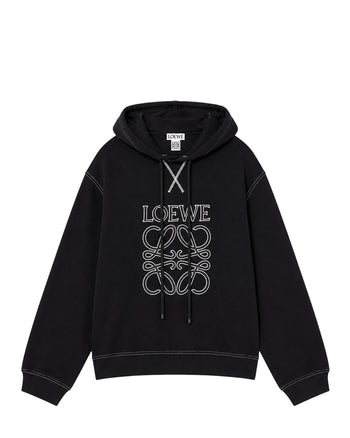 Loewe Embroidered Logo Hoodie Black
