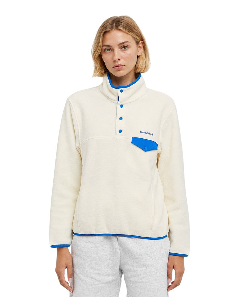 Sporty & Rich Serif Logo Polar Sweatshirt Cream/Ocean