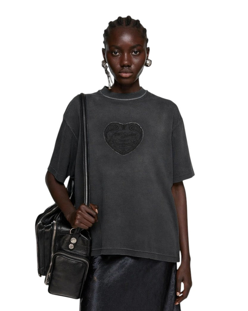 Acne Studios Heart-Patch T-Shirt Faded Black