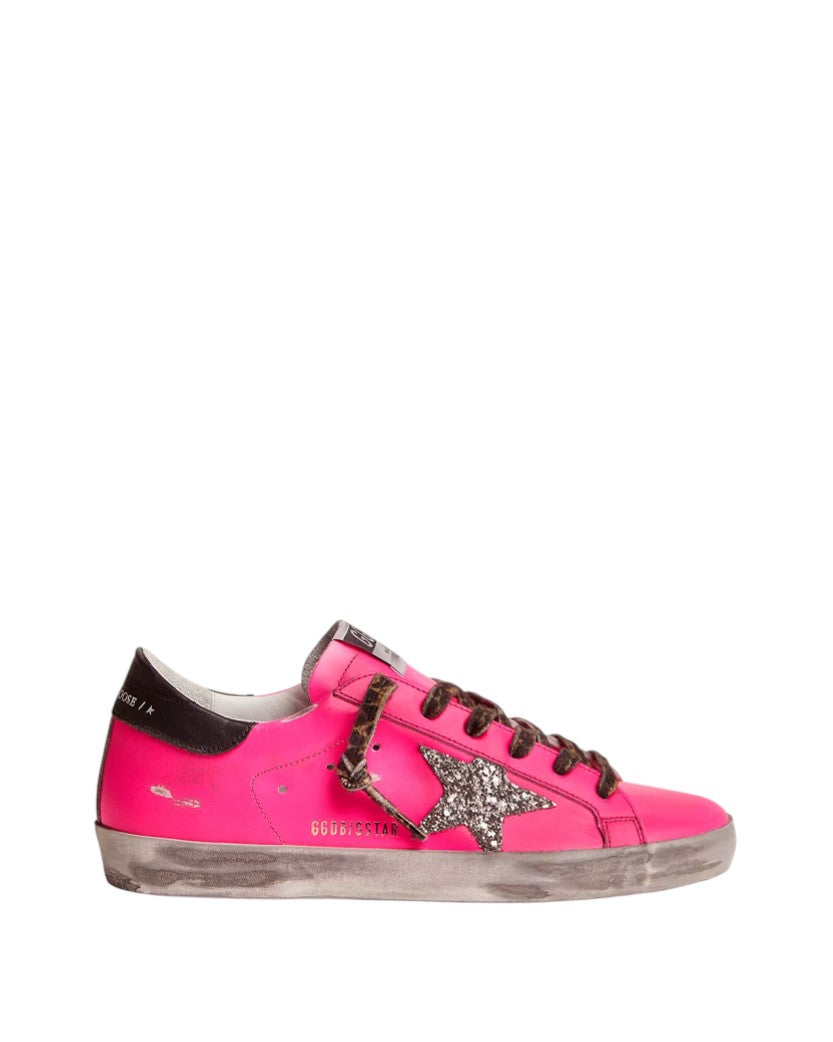 Golden Goose Fuchsia Superstar Sneakers With Glitter Star