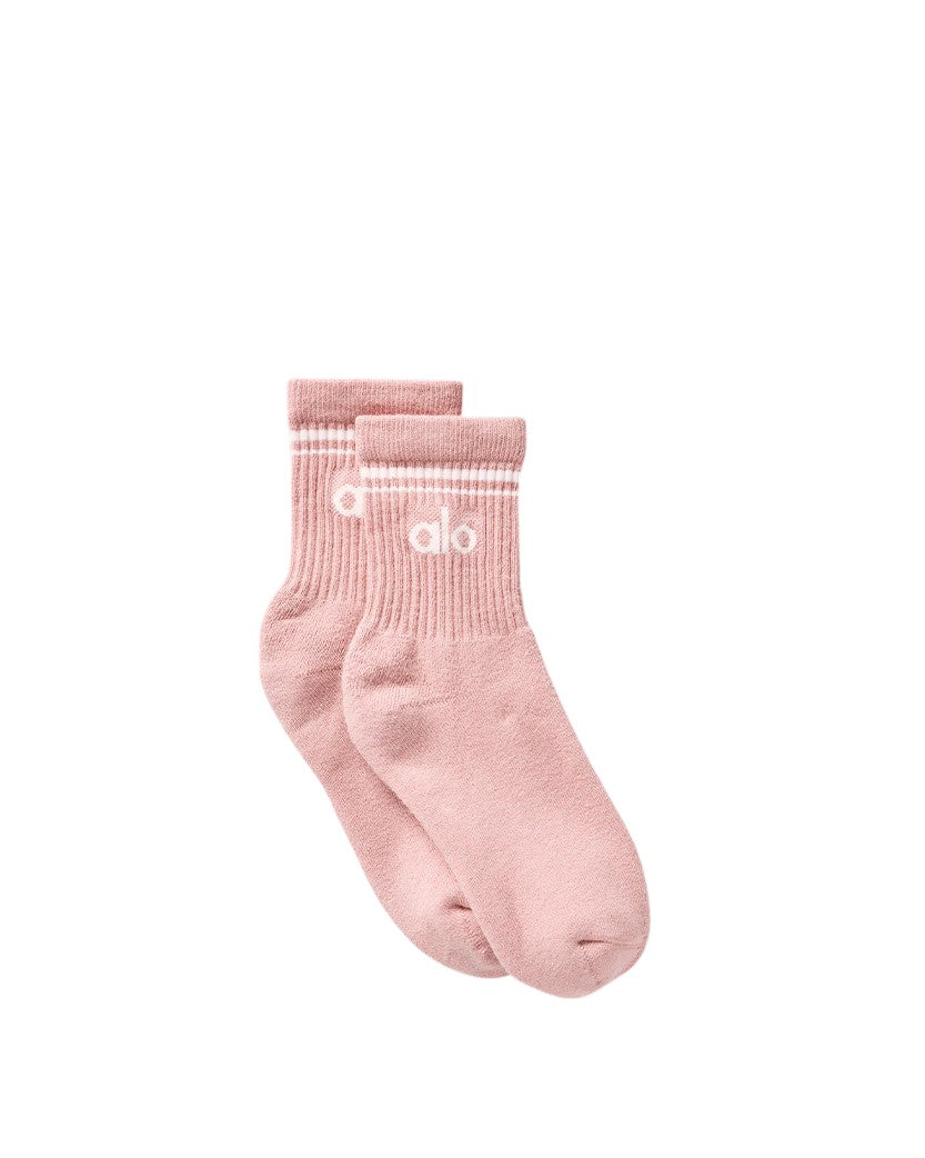 Alo Yoga Unisex Half-Crew Throwback Socks Pink/White