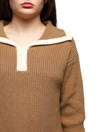 Low Classic Knit Polo Sweater Beige