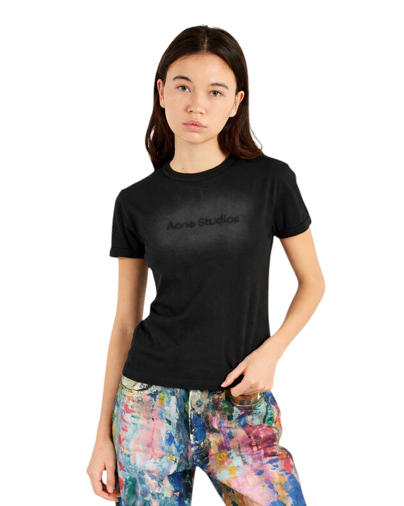 Acne Studios Logo T-Shirt Fitted Fit Faded Black