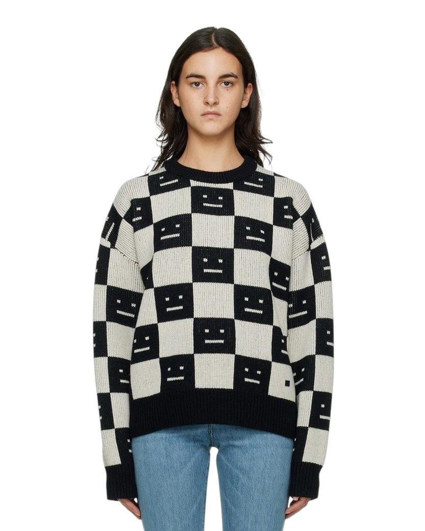 Acne Studios Face Maglia jacquard wool sweater Black/White