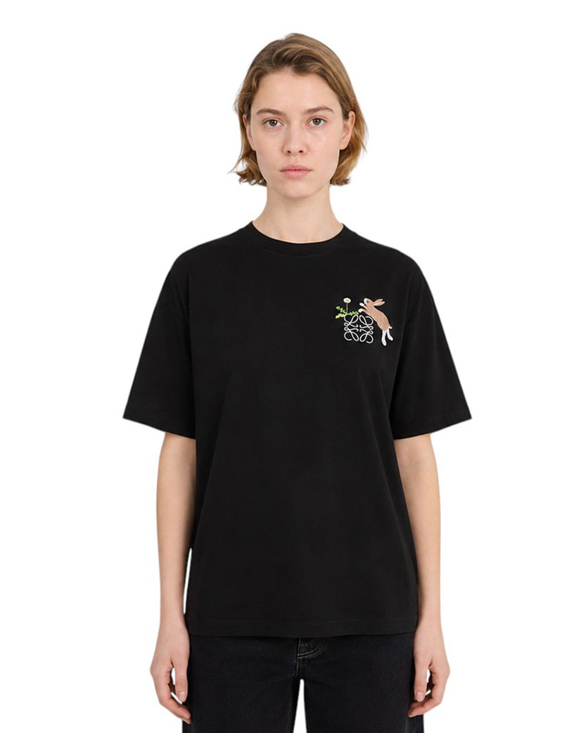Loewe Bunny Relaxed Fit T-shirt in Cotton Black