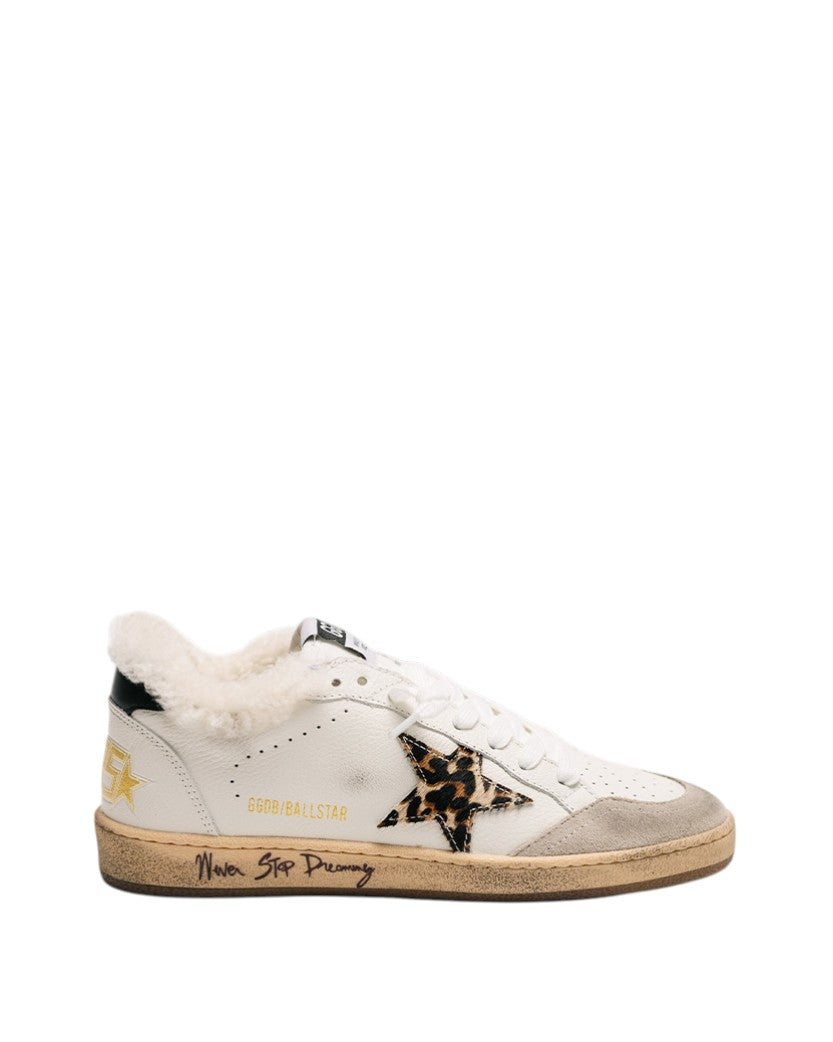 Golden Goose Ball Star in Wool with Leopard Print Pony Skin Star and Black Heel Tab