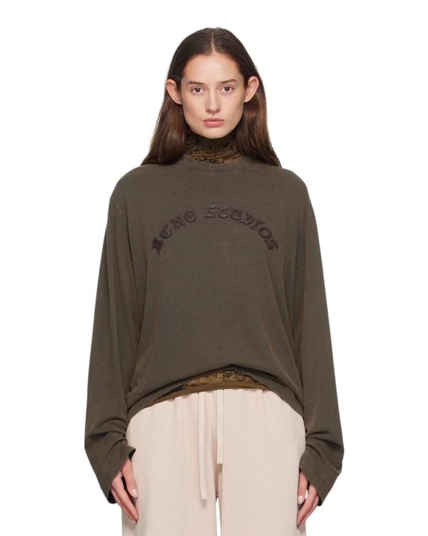 Acne Studios Distressed Appliqued Cotton-Jersey T-Shirt Grey