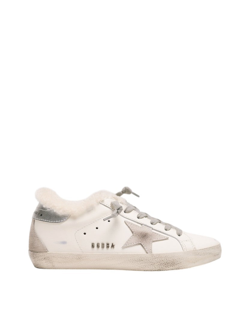 Golden Goose Super-Star in Wool with Silver Heel Tab and Metal Stud Lettering