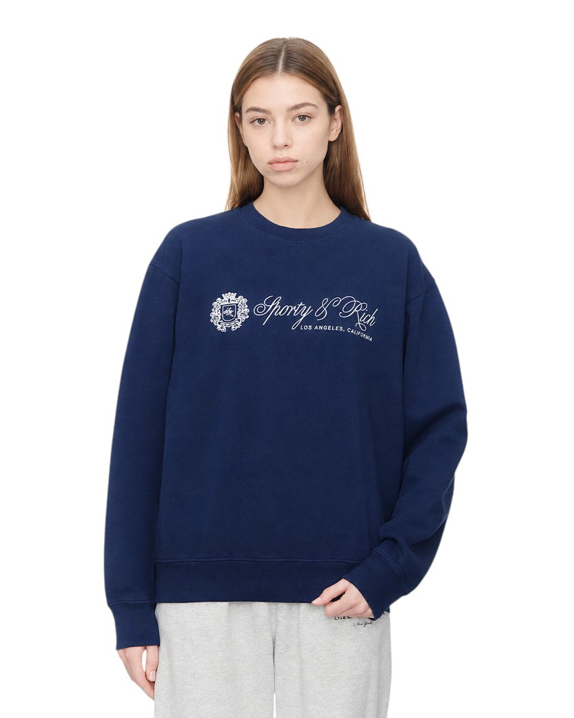 Sporty & Rich Regal Crewneck Sweatshirt Navy