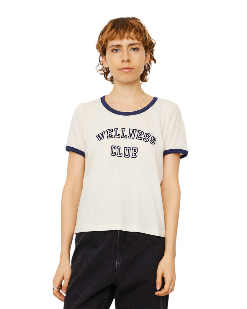 Sporty & Rich Wellness Club Ringer T-Shirt Cream/Navy