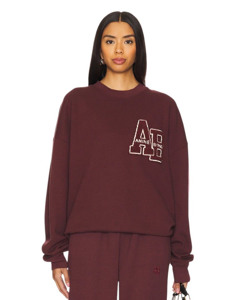 Anine Bing Miles Sweatshirt Letterman Burgundy