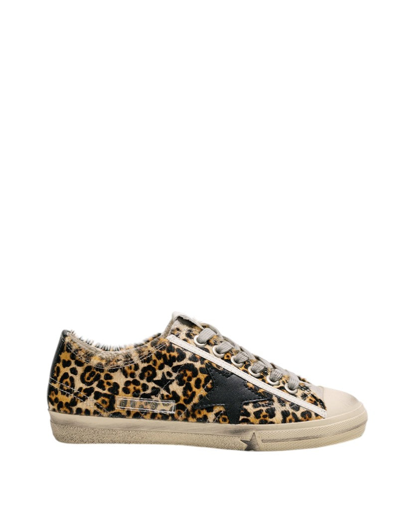 Golden Goose V-Star in Leopard Pony Skin