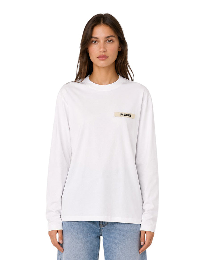 Jacquemus Gros Grain Long-Sleeve T-Shirt White