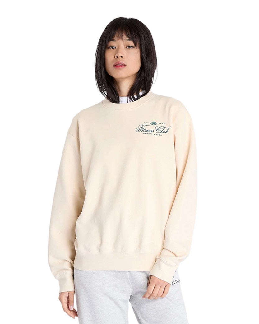Sporty & Rich Fitness World Printed Cotton-Jersey Sweatshirt Cream