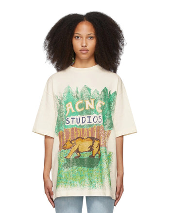 Acne Studios Grant Levy Lucero Edition Oversized Graphic Tee Beige