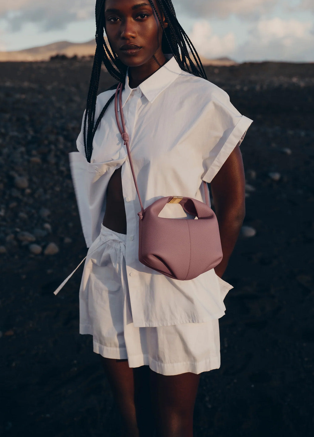 Polene Beri Textured Leather Lilac