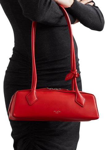 ALAIA Le Teckel Shoulder Bag In Shiny Goatskin Red