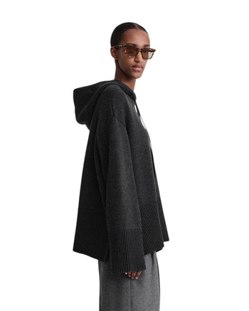 Toteme Signature Hooded Knit Charcoal Melange