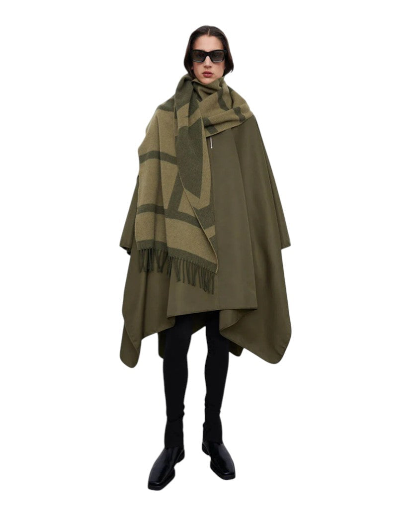 Toteme Monogram Jacquard Wool Scarf Sage