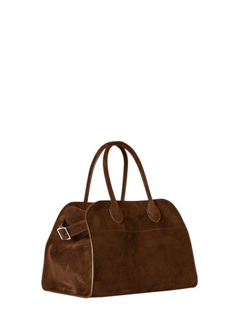The Row Soft Margaux 10 Bag in Suede Mocha