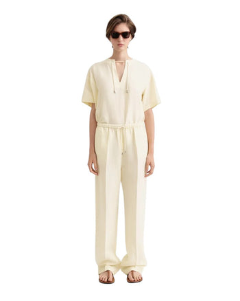 Toteme Press Creased Drawstring Trousers Vanilla