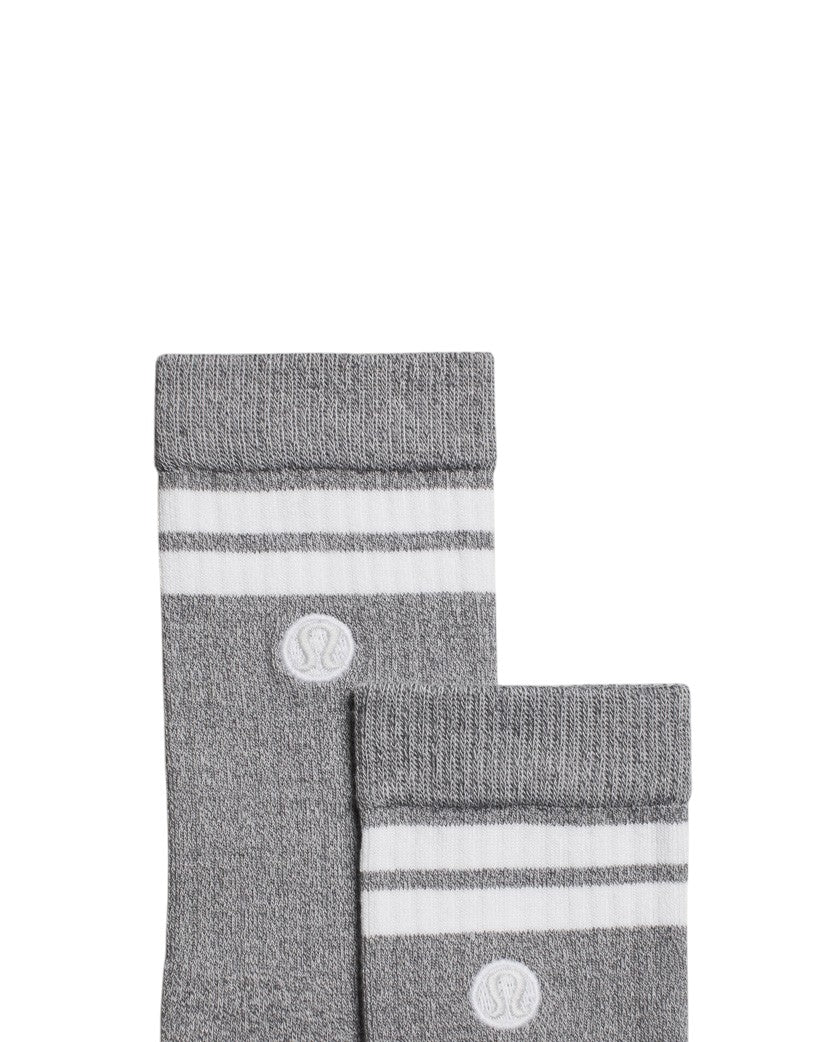 Lululemon Unisex Daily Essential Crew Socks Stripe Light Grey/White