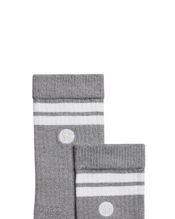 Lululemon Unisex Daily Essential Crew Socks Stripe Light Grey/White