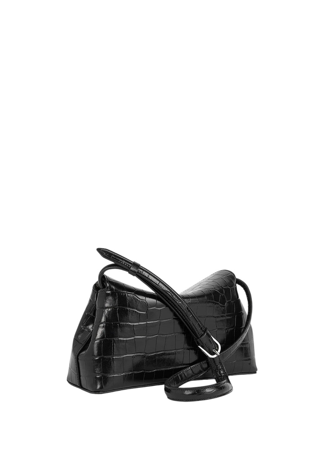 Toteme T-Lock Clutch Croco-Embossed Black