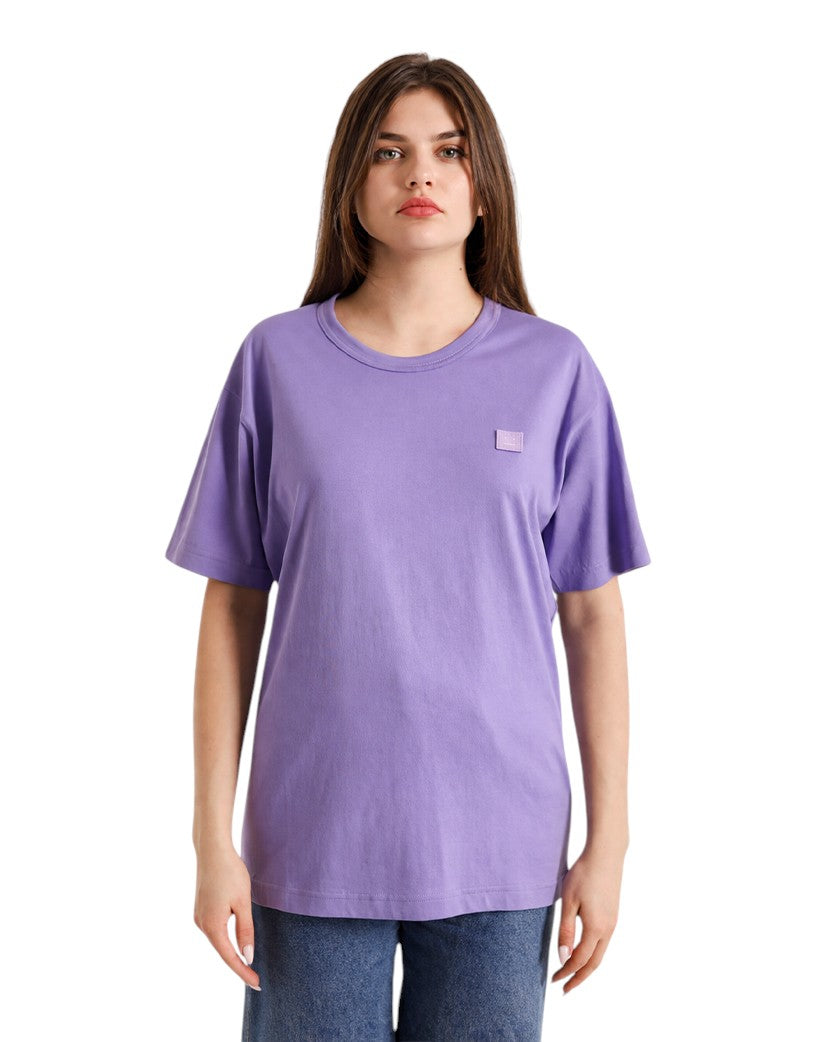 Acne Studios T-Shirt With Ellison Face Patch Purple