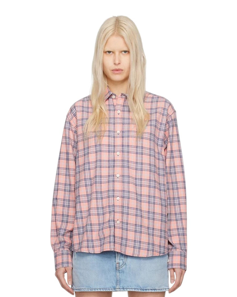 Acne Studios Flannel Check Button-Up Shirt Pink