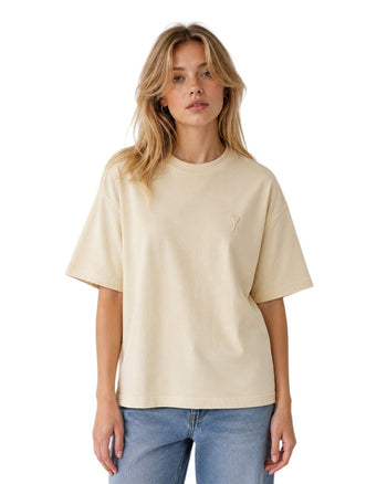 AMI Paris Ami De Coeur Tonal Small Heart T-Shirt Yellow