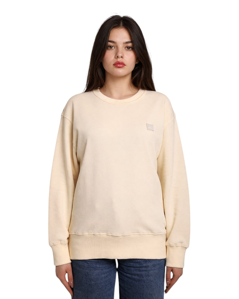 Acne Studios Face Patch Crewneck Sweatshirt Cream