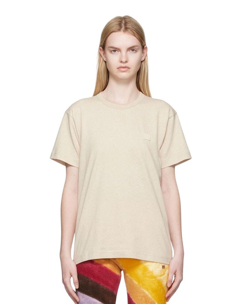 Acne Studios T-Shirt With Ellison Face Patch Beige