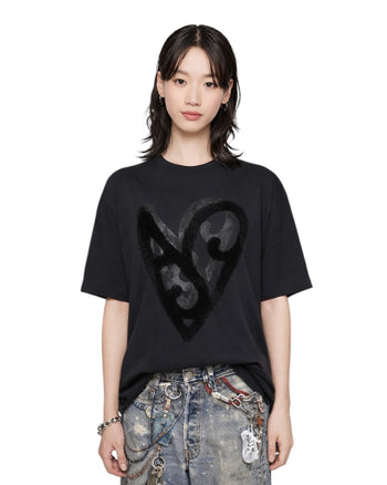 Acne Studios Heart Printed T-Shirt Black