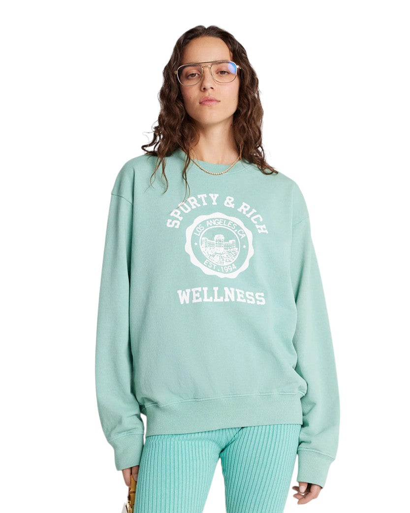 Sporty & Rich Emblem Crewneck Aquamarine/White