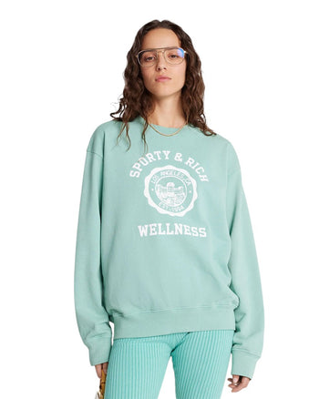 Sporty & Rich Emblem Crewneck Aquamarine/White