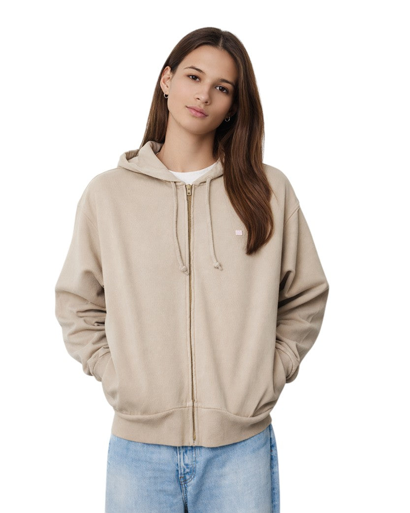 Acne Studios Color Face Patch Zip Hoodie Beige