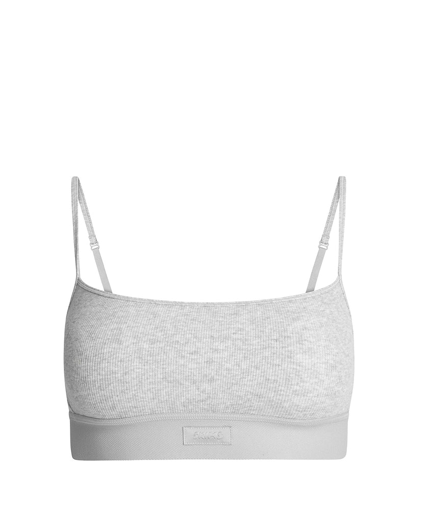 Skims Cotton Rib Scoop Bralette Light Heather Grey