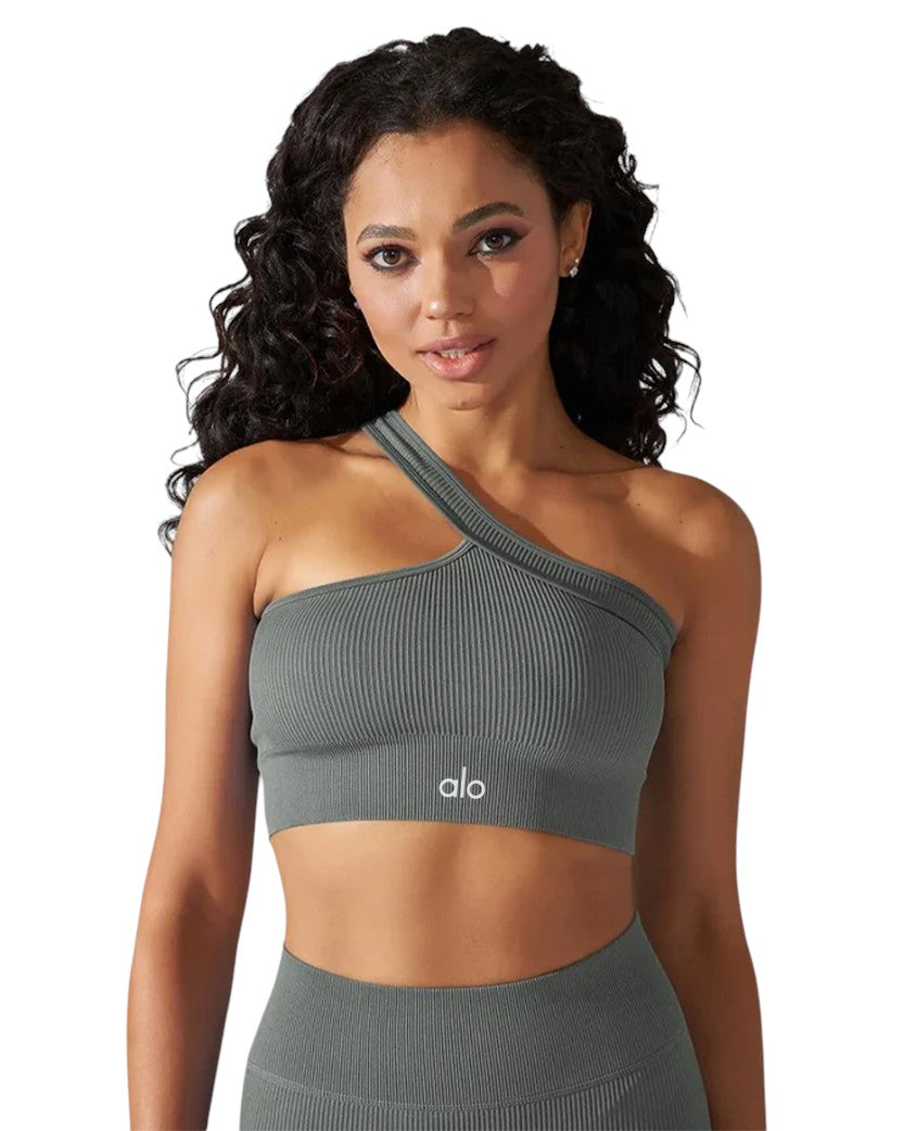 Alo Yoga One Shoulder Bra Grey