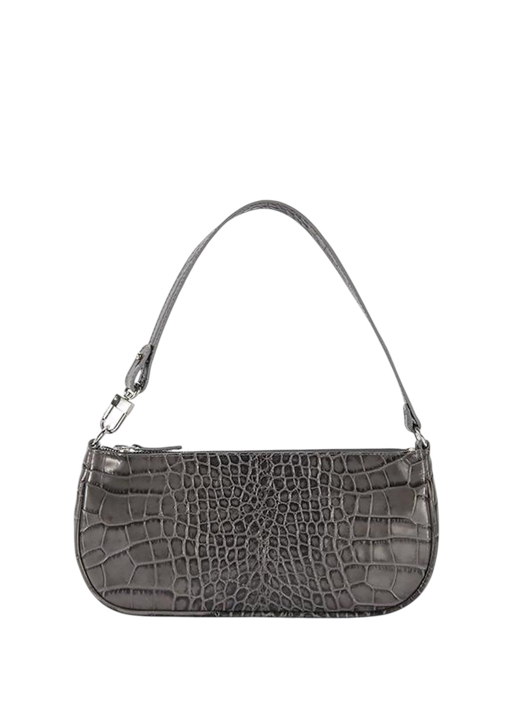 By Far Rachel Croco Embossed Leather Grey