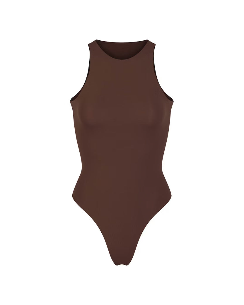 Skims Fits Everybody High Neck Bodysuit Cocoa