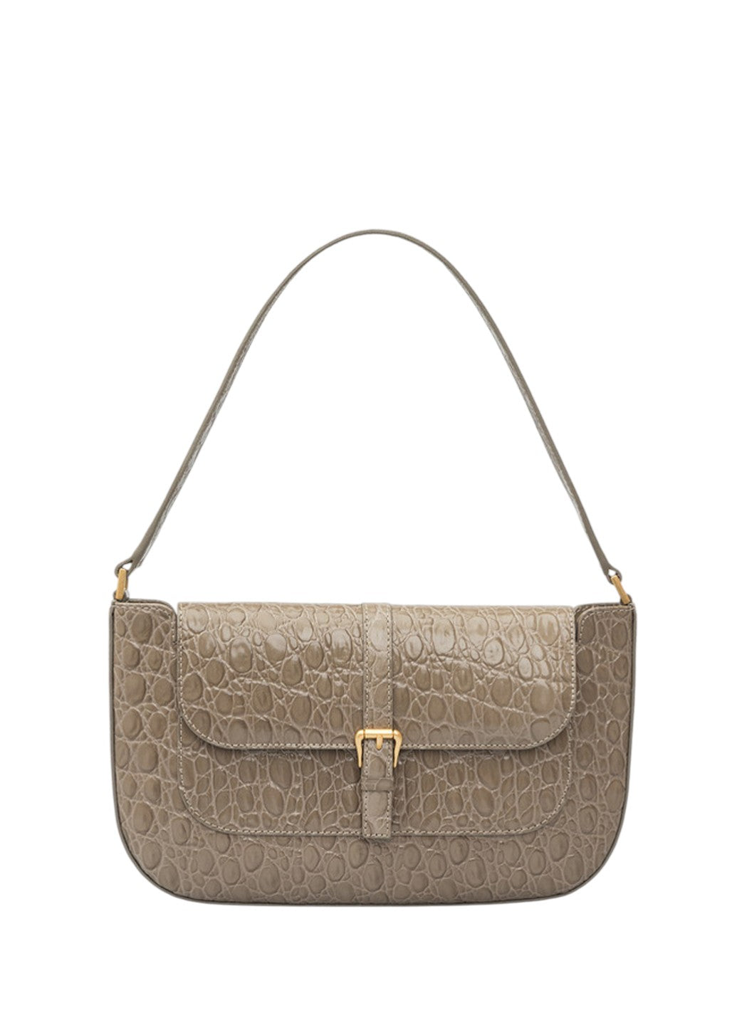 By Far Miranda Croco Embossed Leather Grey