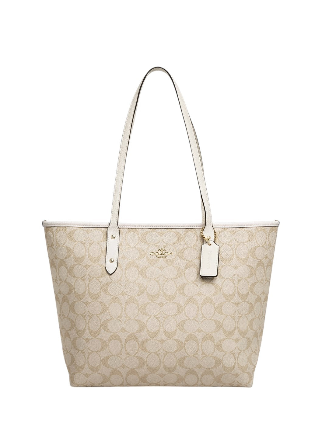 Coach City Zip Tote In Signature Canvas Chalk