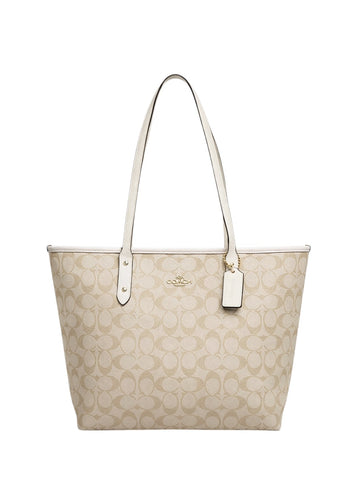Coach City Zip Tote In Signature Canvas Chalk