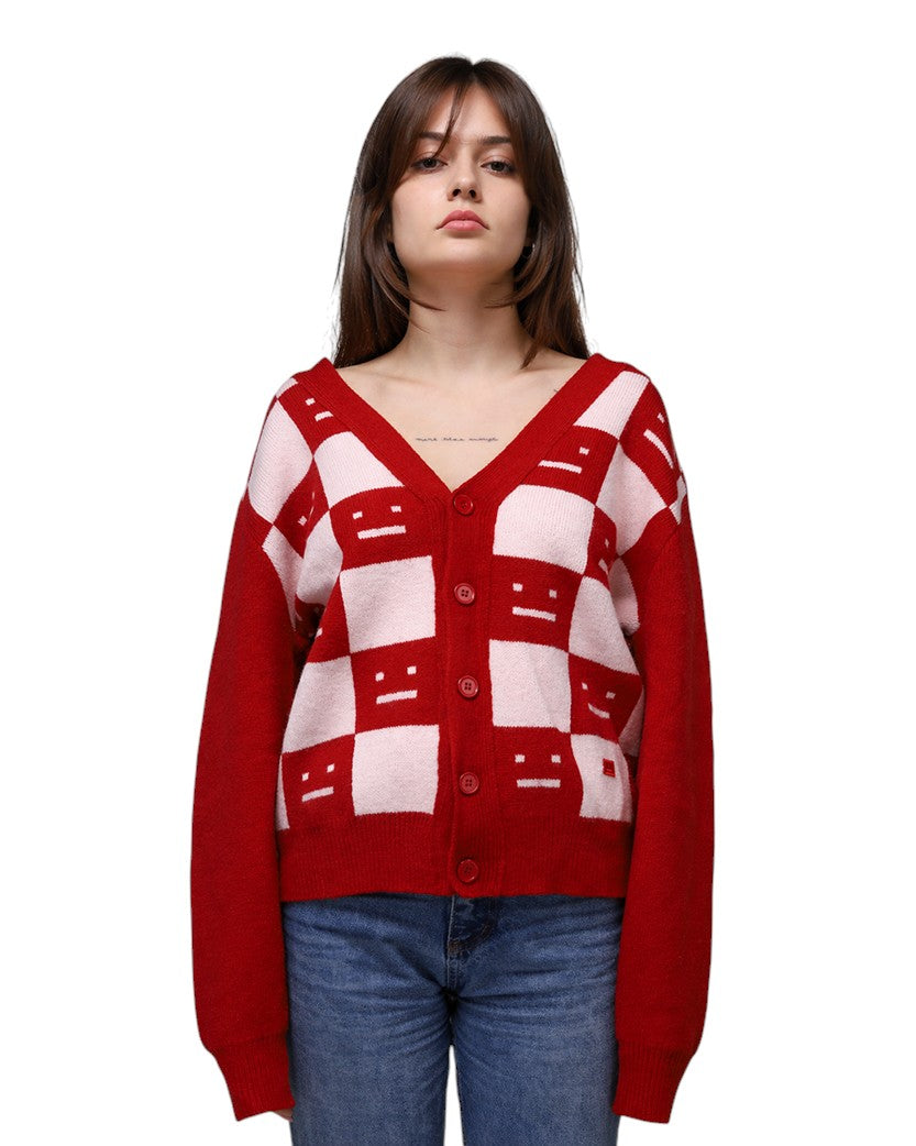 Acne Studios Face Maglia wool cardigan Red