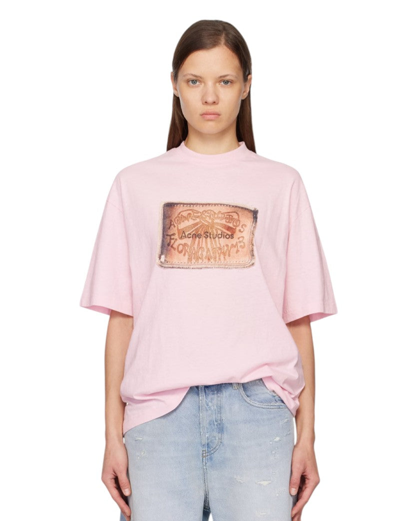 Acne Studios Floragatan 13 Logo T-Shirt Baby Pink