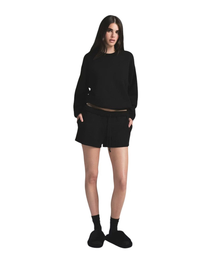 Skims Cotton Fleece Classic Sweatshirt Black